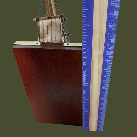 Vtg Wooden Ship Bookends With Wood & Metal Accents & Nautical Design Multicolor - Picture 4 of 14